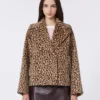 Patterned wool-blend pea coat, camel Patterned wool-blend pea coat, camel