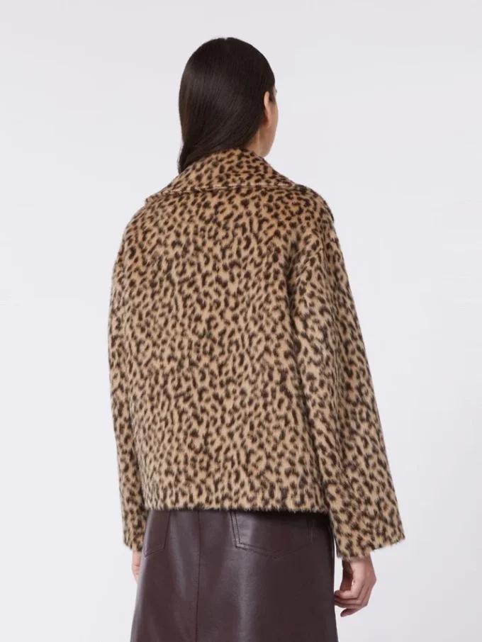 Patterned wool-blend pea coat, camel Patterned wool-blend pea coat, camel