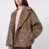 Patterned wool-blend pea coat, camel Patterned wool-blend pea coat, camel