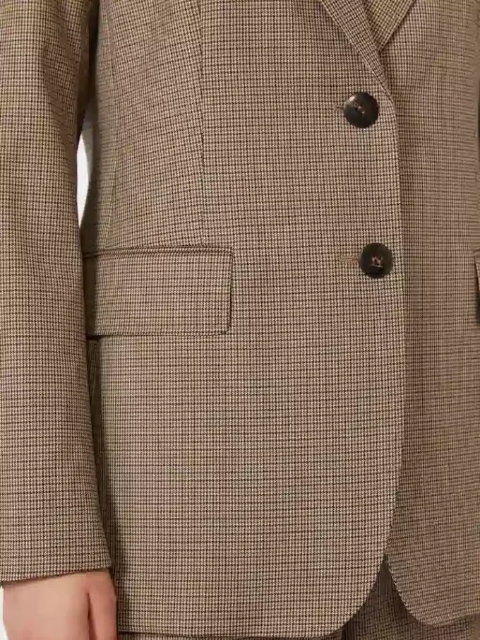 Patterned wool twill blazer, caramel