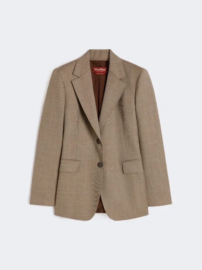Patterned wool twill blazer, caramel