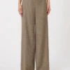 Patterned wool wide-leg trousers, caramel
