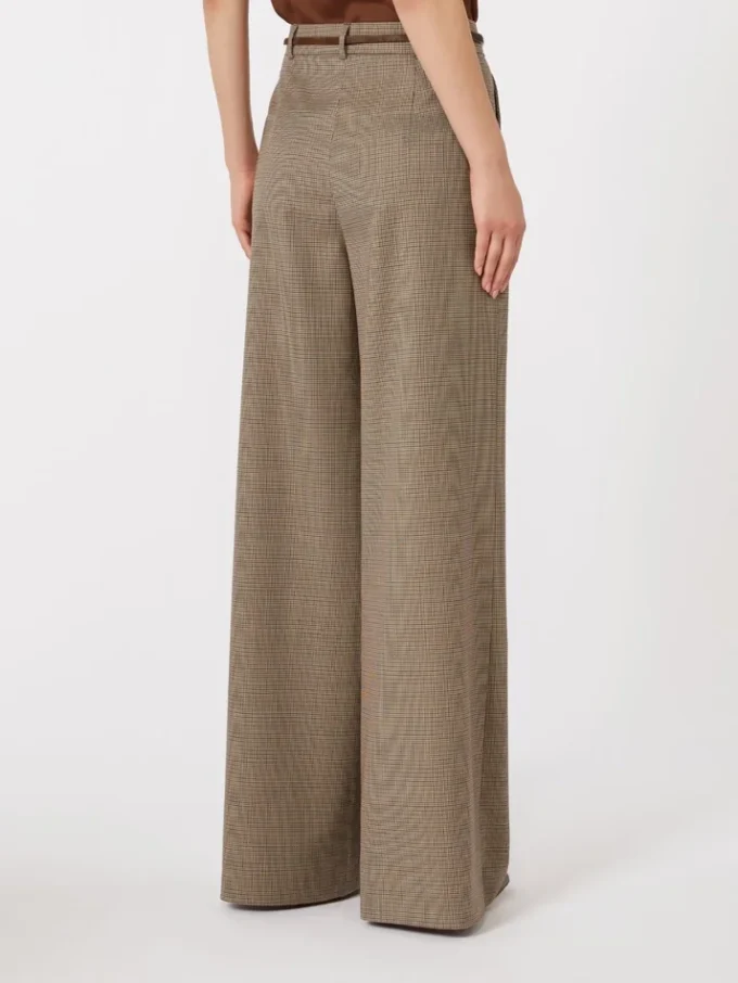 Patterned wool wide-leg trousers, caramel