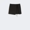 Pinstripe gabardine mini skirt, black