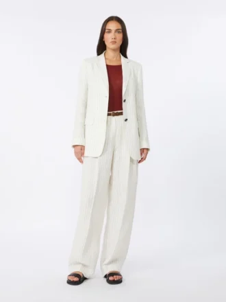 Pinstripe linen blazer, natural