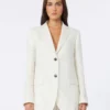 Pinstripe linen blazer, natural