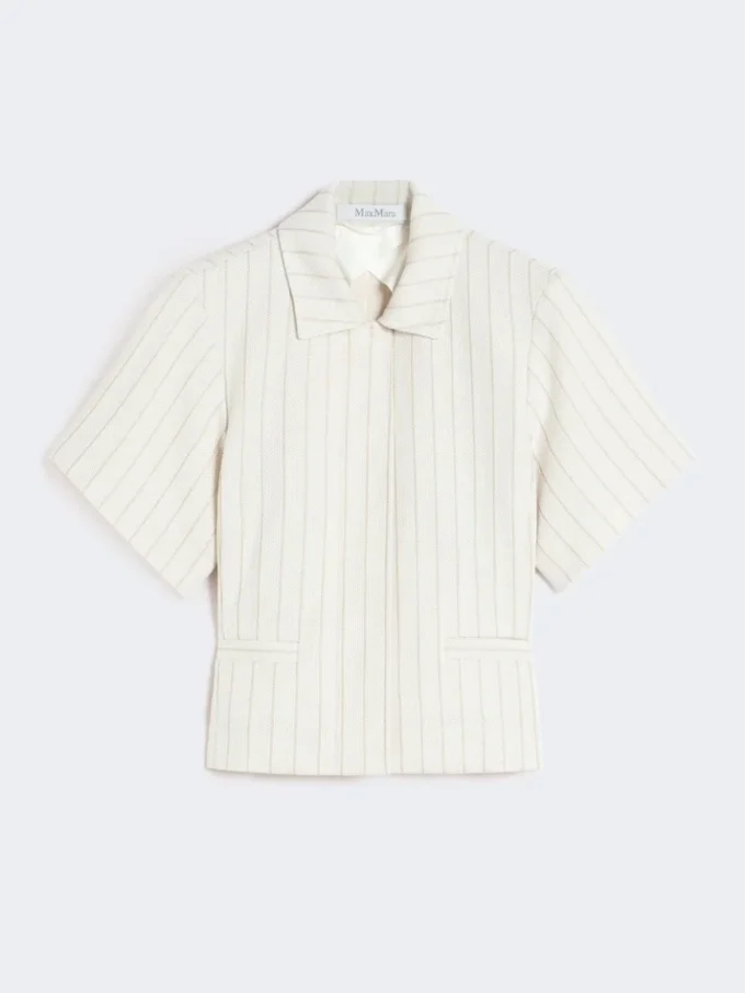 Pinstripe piqua jersey jacket, white