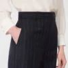 Pinstripe wool trousers, navy