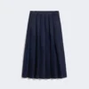 Pleated denim skirt, navy