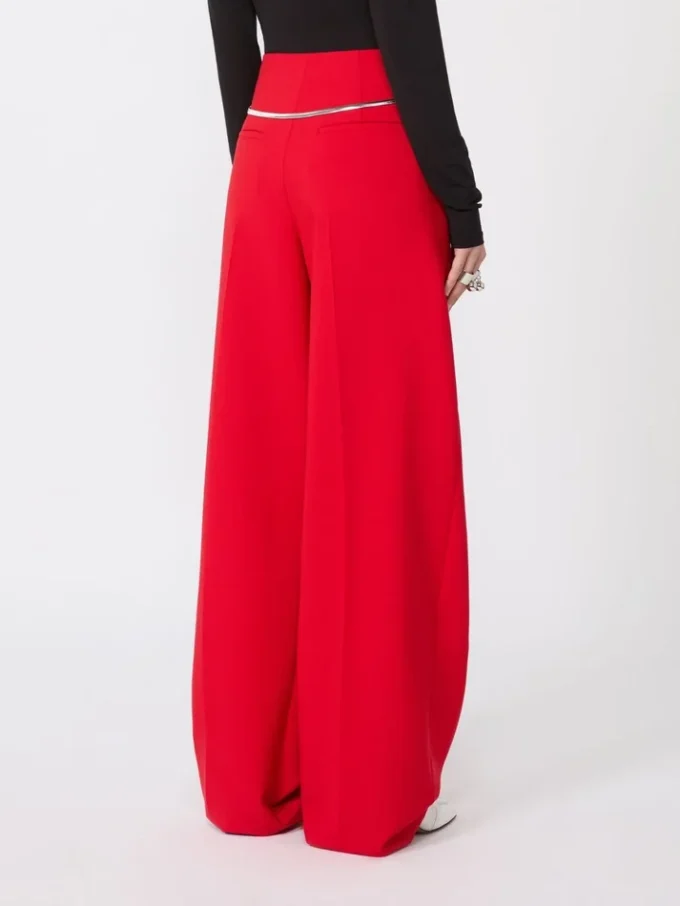 Pleated stretch wool trousers, red