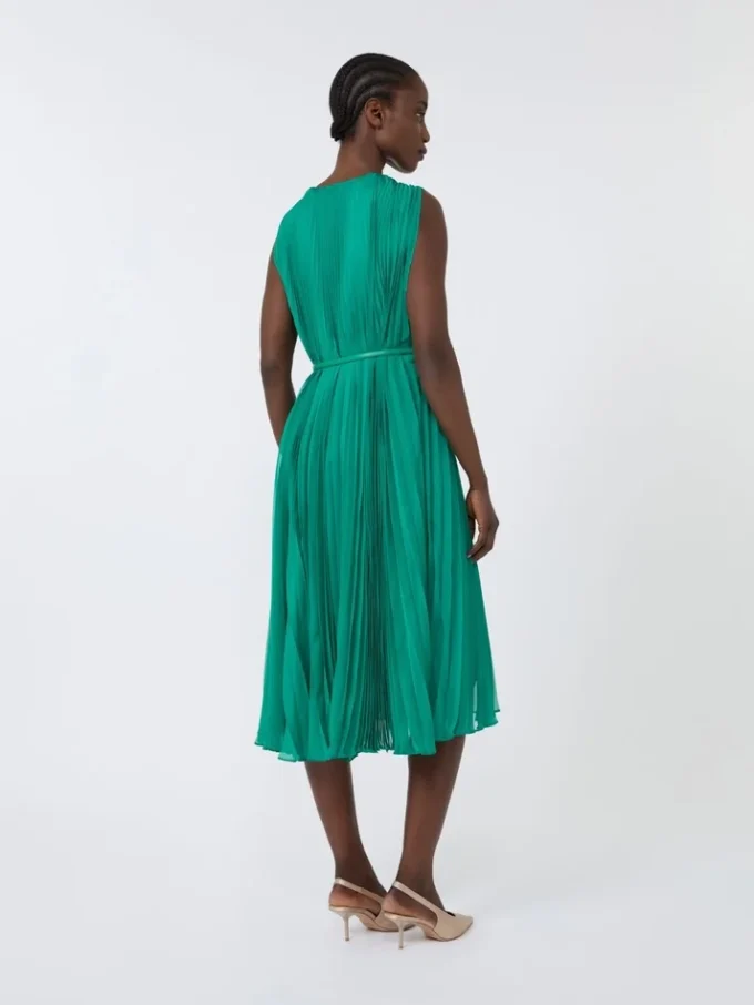 Plissa-pleated chiffon dress, green