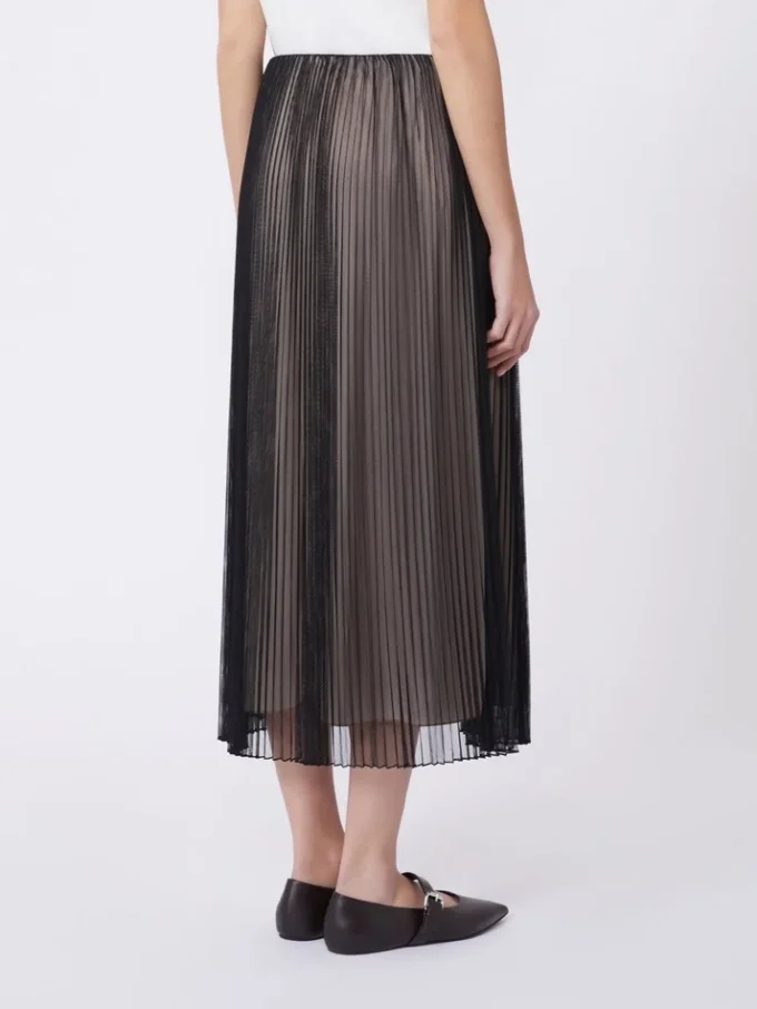 Plissa-pleated tulle skirt, black
