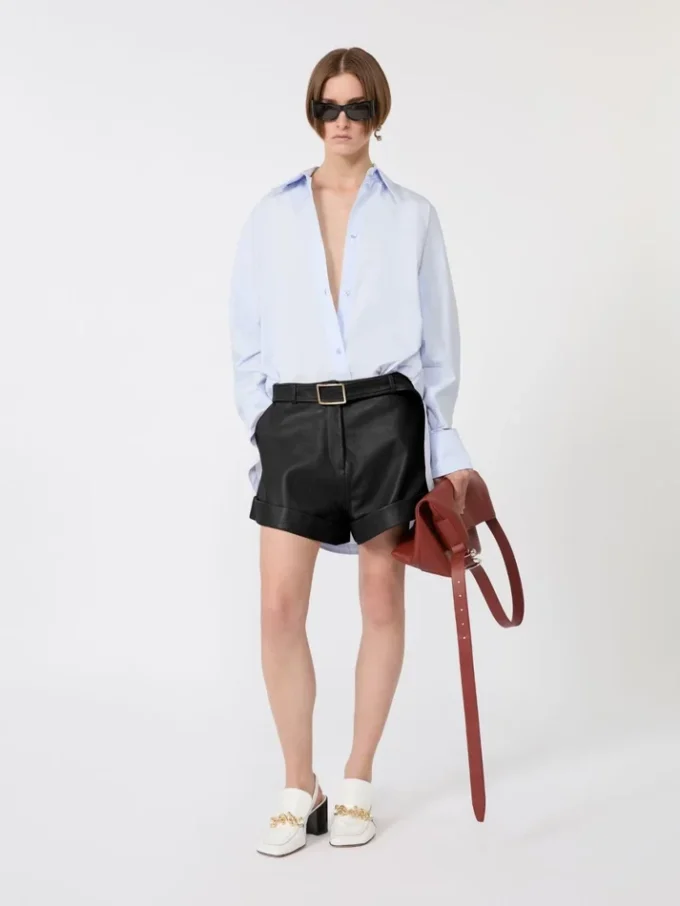 Poplin kimono-style tunic, avio