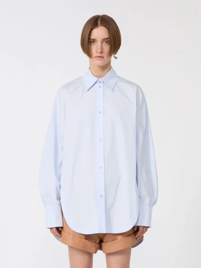 Poplin kimono-style tunic, avio