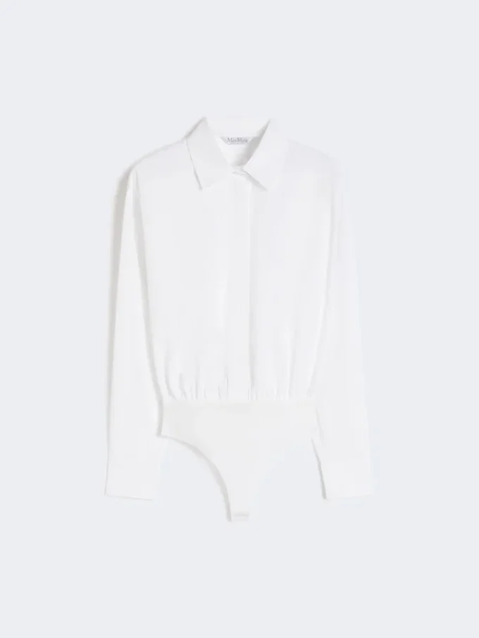 Poplin shirt bodysuit, optical white