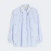 Poplin shirt with embroidery, light blue