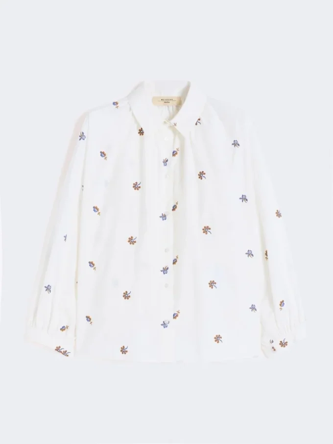 Poplin shirt with embroidery, white