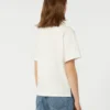 Print and embroidery-adorned cotton t-shirt, white
