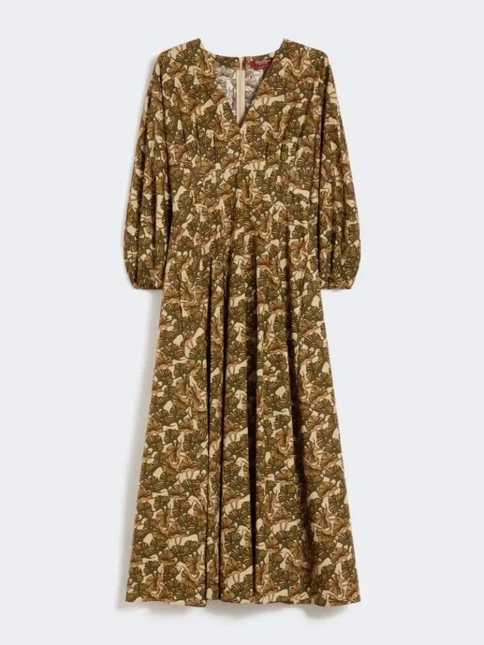 Printed cotton poplin dress, natural Printed cotton poplin dress, natural