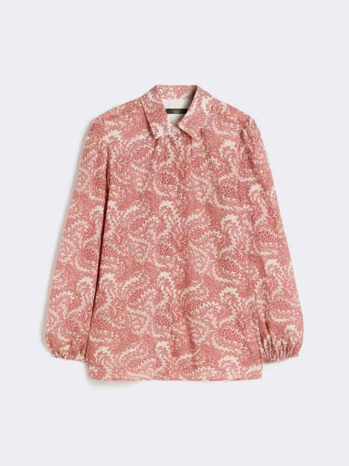 Printed cotton voile shirt, cherry