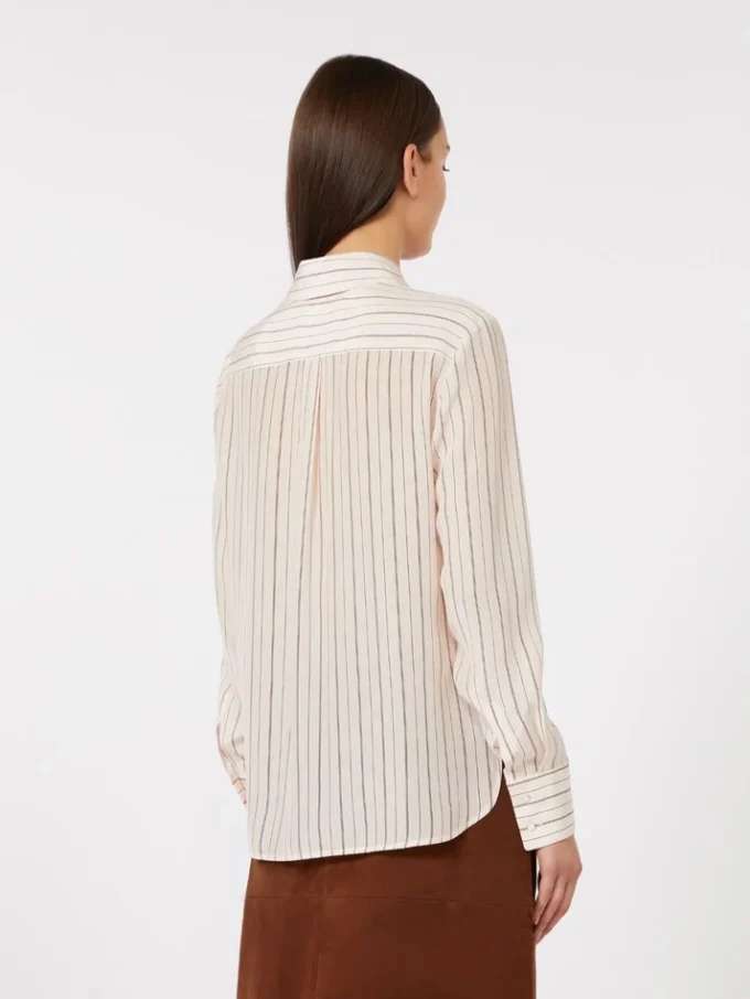 Printed crepe de chine shirt, pink Printed crepe de chine shirt, pink