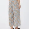 Printed crepe de chine trousers, light blue