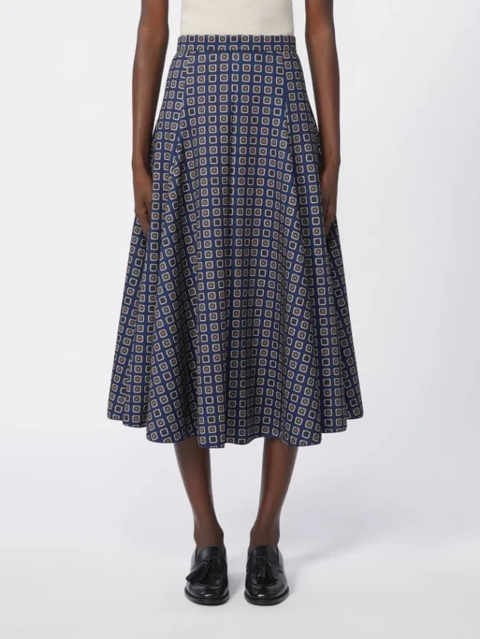 Printed jersey skirt, navy