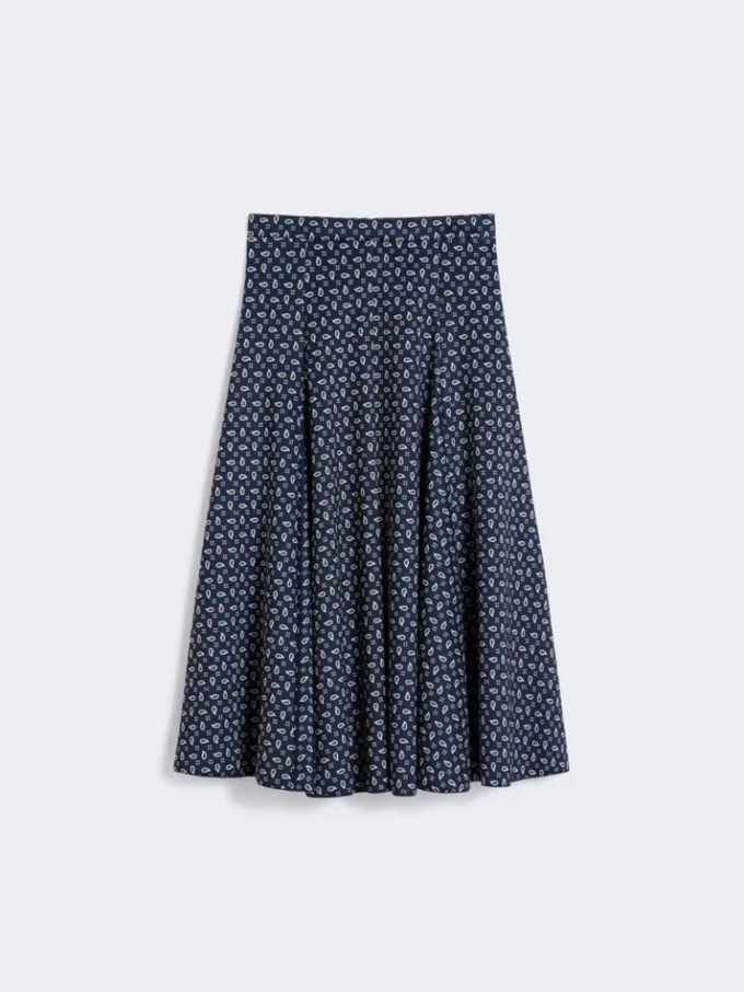 Printed jersey skirt, navy