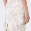Printed organza and gabardine pencil skirt, white