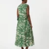 Printed ramie canvas dress, green