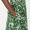 Printed ramie canvas dress, green