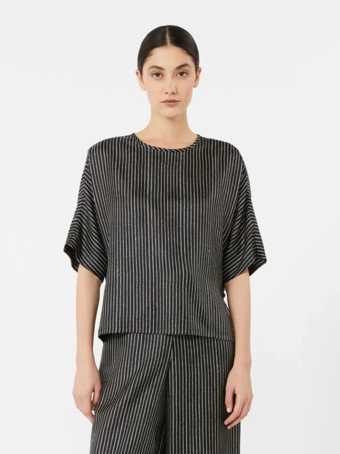 Printed silk blouse, black white