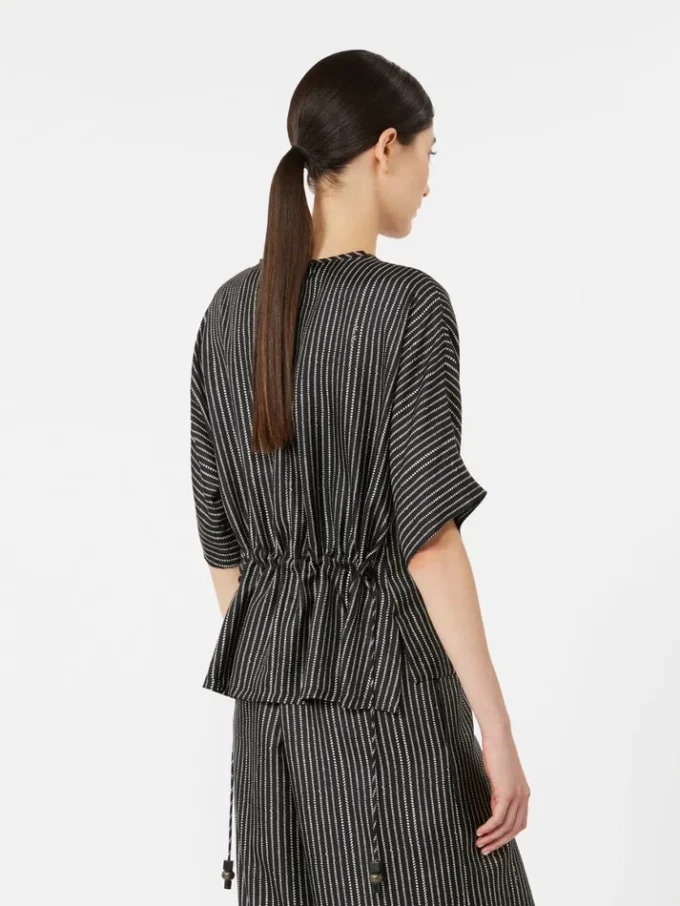 Printed silk blouse, black white