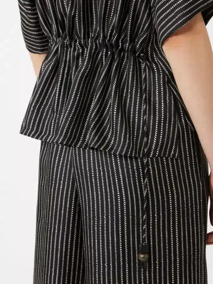 Printed silk blouse, black white