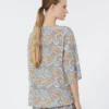 Printed silk crepe de chine blouse, light blue