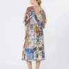 Printed silk crepe de chine midi dress, multicolour Printed silk crepe de chine midi dress, multicolour