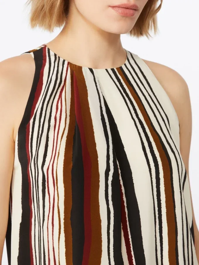 Printed silk crepe de chine top, brick red