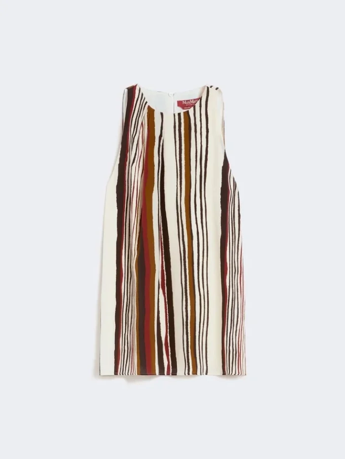 Printed silk crepe de chine top, brick red