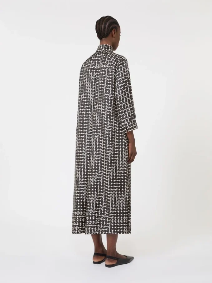 Printed silk dress, black Printed silk dress, black