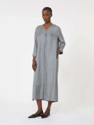 Printed silk dress, midnightblue
