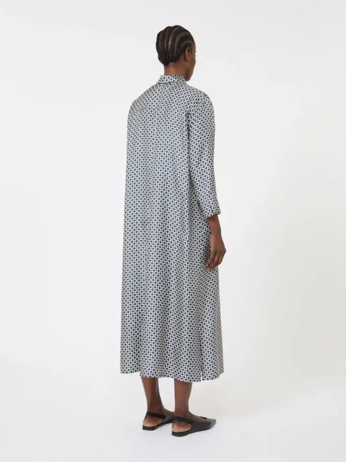 Printed silk dress, midnightblue