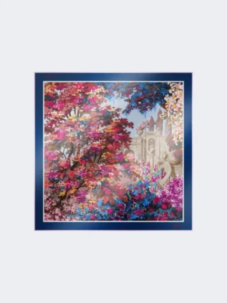 Printed silk foulard, midnightblue