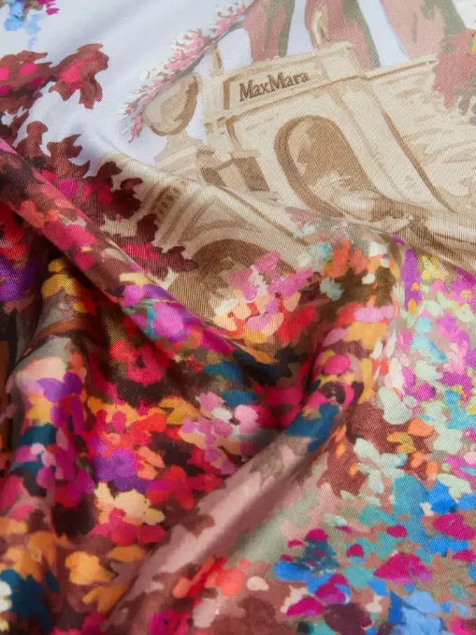 Printed silk foulard, midnightblue