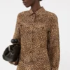 Printed silk pocket shirt, camel