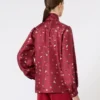 Printed silk pussy-bow shirt, red
