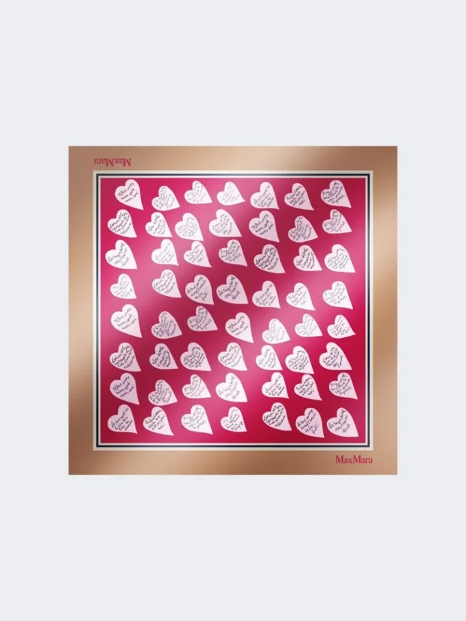 Printed silk scarf, beige