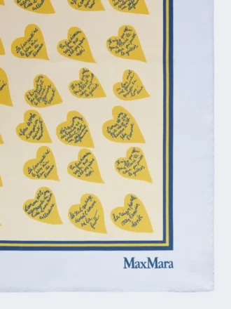 Printed silk scarf, light blue