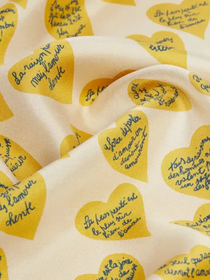 Printed silk scarf, light blue