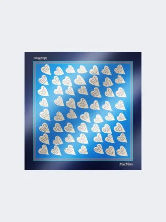 Printed silk scarf, navy