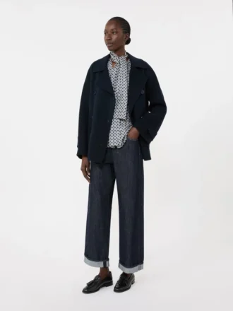 Printed silk shirt, midnightblue